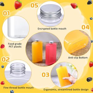 Wholesale Plastic Juice <strong>Bottles</strong> 2oz 4oz 8oz Sizes with Tamper Evident Cap Flat Water <strong>Bottle</strong> Design - Product Image 6