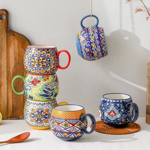 Boccali in ceramica stile bohémien di fabbrica XINGYE in <span class=keywords><strong>porcellana</strong></span> colorata con fiori dipinti <span class=keywords><strong>a</strong></span> <span class=keywords><strong>mano</strong></span> <span class=keywords><strong>tazze</strong></span> Boho - Product Image 4
