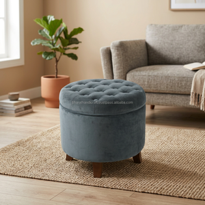Premium Velvet Upholstered Fabric Ottoman <b>Stool</b>-Durable & Comfortable for Apartment School Living Room & Office - Product Image 3
