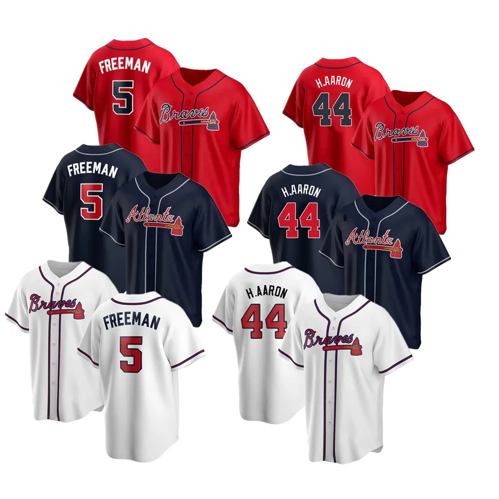 Maglia da Baseball cucita di alta qualità 2022 nuova squadra di Atlanta #5 alexander Freeman #44 Hank Aaron Ready Stock uniformi sportive