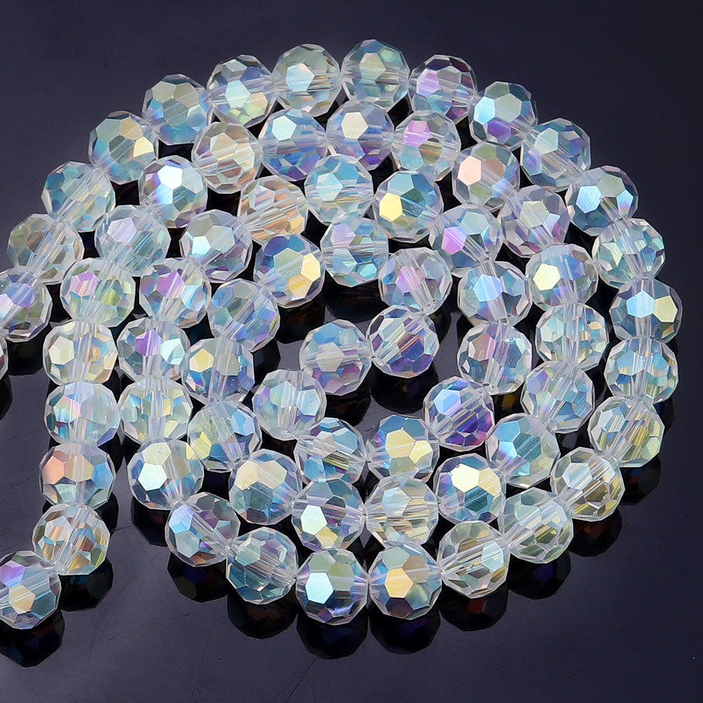 4/6/8/10mm Handmade Crystal AB Plated Glass Crystal Beads Faceted Rondelle  Ball Beads Strands for Jewelry Accessory Making