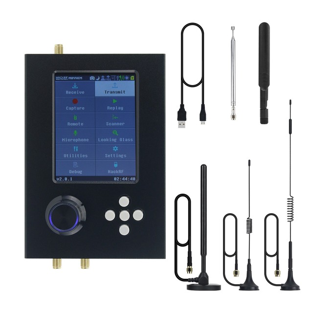 1MHz-6GHz HackRF One R9 + PortaPack H2 V2.0.1 SDR Radio with Built-in Speaker + 5 Antennas + USB Cable