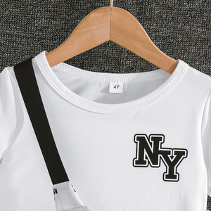 Vêtements décontractés d'été pour garçons de 4 à 8 ans, ensemble de sport de loisirs tendance, ensemble deux pièces imprimé à manches courtes en spandex/coton pour enfants - Product Image 3