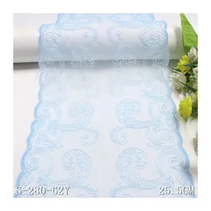 Fashion 26cm Light Blue Tulle Lace Trim Embroidered Flower Lace Fabric for Diy Sewing Clothing Decorative Wholesale