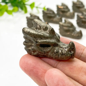 Adorno de Escritorio de Oficina con Cabeza de Dragón de Pirita Grabada, Pulido para Fines Decorativos, Venta al por Mayor - Product Image 2