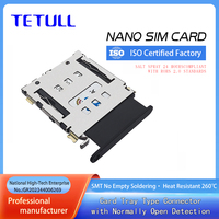 Connecteur de carte Nano SIM, type plateau, SMT, 6 broches, détection normalement ouverte, bornes en laiton plaqué or
