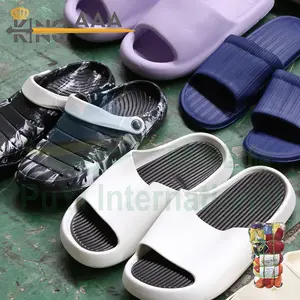 PUYI Factory Wholesale High Quality Second hand Slipper Slides Men Used Shoes Rubber