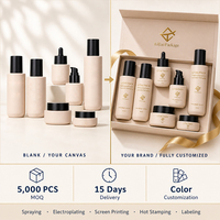 Emballage cosmétique beige personnalisé pour soins de la peau, flacon compte-gouttes en verre cylindrique à épaule plate de 30 à 100 ml (1 oz) vide avec boîte