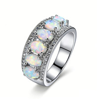 Nouvelle Bague Tendance 2026 en Opale Synthétique Ovale et Zirconium, Plaqué Argent sur Laiton, pour Hommes et Femmes, Bijou de Mariage Classique