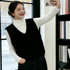 Pull sans manches en <span class=keywords><strong>mohair</strong></span> à col en V pour femmes, nouvelle collection printemps - Product Image 5