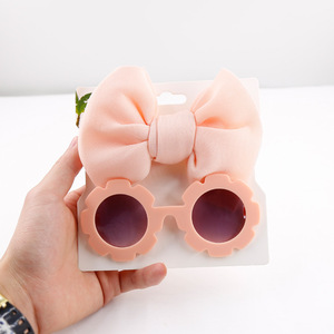 2Pcs/Pack Vintage Kids Summer Bows Top Knot <strong>Headband</strong> <strong>Baby</strong> Sunglasses Children's Sun Protection Glasses <strong>Baby</strong> Accessories Soft - Product Image 5