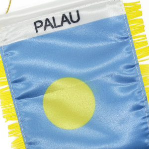 Mini bandiera bandiera personalizzata <span class=keywords><strong>Palau</strong></span> in raso Pennant bandiera auto con nappe gialle - Product Image 3