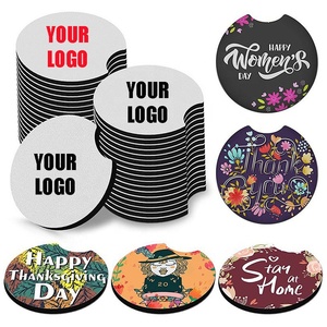 Promotional Business Gift Sublimated Car Coaster 5mm Sublimation Cup Mat with Custom Logo