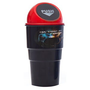 Cubo de Basura Universal Geométrico para Asiento de Coche, de ABS, con Tapa de Empuje, Lavable, Organizador de Coche - Product Image 3