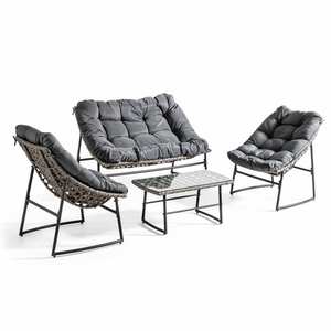 AJUNION Ensemble <span class=keywords><strong>de</strong></span> meubles <span class=keywords><strong>de</strong></span> jardin à cadre en métal Ensemble <span class=keywords><strong>de</strong></span> canapé <span class=keywords><strong>de</strong></span> <span class=keywords><strong>salon</strong></span> Meubles <span class=keywords><strong>de</strong></span> <span class=keywords><strong>balcon</strong></span> Ensemble <span class=keywords><strong>de</strong></span> <span class=keywords><strong>salon</strong></span> <span class=keywords><strong>de</strong></span> canapé <span class=keywords><strong>de</strong></span> jardin en résine tissée avec coussins doux - Product Image 1
