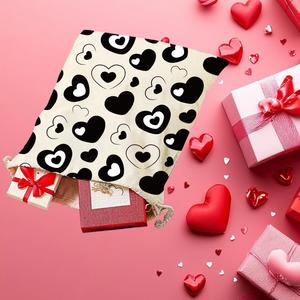 Sac cadeau en coton avec cordon de serrage pour la Saint-Valentin, mariage, fête, 20 x 16 pouces, imprimé cœur, sac en toile pour occasions spéciales - Product Image 4