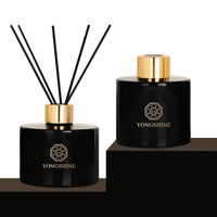 Vide 200ml Rond Plat Forme Noir Diffuseur Conteneurs Reed Diffuseur Parfum Bouteille En Verre