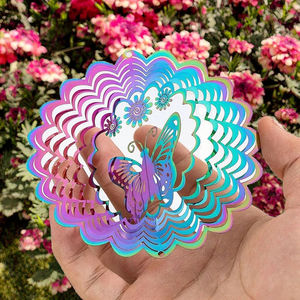 Tifoss - Atrapasueños Giratorio de Acero Inoxidable Colorido en 3D, Resistente al Agua, con Efecto de Luz Fluida, Campanas Decorativas para Jardín Exterior - Product Image 3