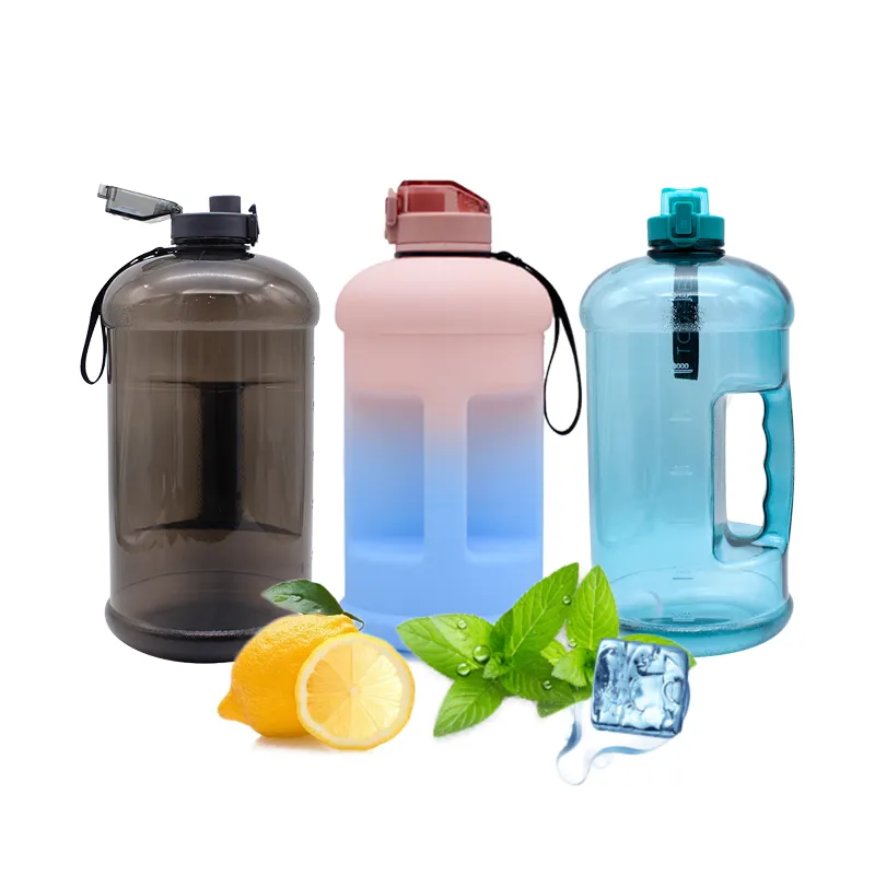 Nuovo prodotto gradient1.3L/2.2L/3.78L bottiglia di acqua sportiva creativa 1 gallone di plastica stampabile fitness grande bottiglia d'acqua