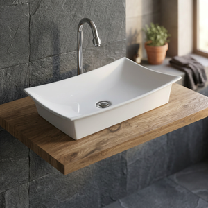 Nouveau bassin en céramique en forme de fleur Lavabo blanc moderne salle de bain navire évier comptoir porcelaine Art lavabo à la main - Product Image 5
