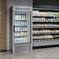Vitrine Réfrigérée Simple Porte Vitrée Refroidissement par Air Congélation Rapide Étagères Réglables 400L Restaurant