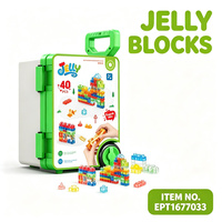 EPT 40 blocs gommeux pour tout-petits, ensemble de jouets empilables Montessori pour enfants, blocs en gelée compressibles et extensibles pour tout-petits