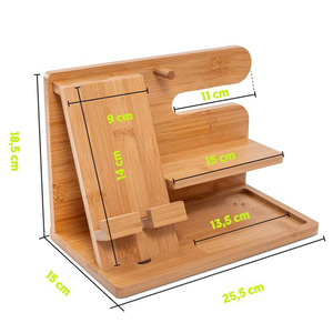 IStapromo Gifts Bamboo Wooden <b>Phone</b> <b>Docking</b> Charging <b>Station</b> Organizer Holder for Key Watch Ear <b>Phone</b> Glasses Stand Storage - Product Image 6