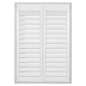 Pabrik Grosir Perkebunan Shutter Jalousie Window Shutters PVC Faux Wood dengan Aluminium Diperkuat Blinds, Shades & Shutters