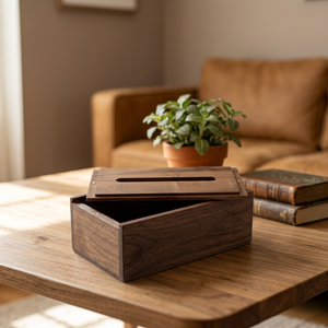 Boîte à mouchoirs en bois moderne, faite à la main, en bois de manguier et de sheesham naturel - Product Image 4