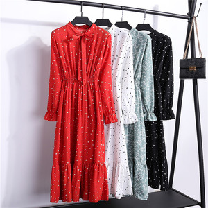 <span class=keywords><strong>Vestido</strong></span> de oficina de <span class=keywords><strong>lunares</strong></span> para mujer, Vestidos negros coreanos de <span class=keywords><strong>lunares</strong></span> Vintage de primavera 2021, Midi Floral de manga larga - Product Image 2