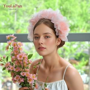 YouLaPan – Serre-tête créatif en nylon coloré pour <span class=keywords><strong>femme</strong></span>, style coréen, avec <span class=keywords><strong>fleurs</strong></span> en <span class=keywords><strong>couronne</strong></span>, 12 cm, optionnel pour usage quotidien, VH02 - Product Image 5