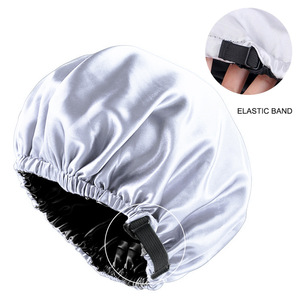 Gorro de dormir de satén de doble capa con banda elástica ajustable para el cuidado y la belleza del cabello - Product Image 2