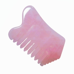 Peigne Guasha en quartz rose naturel, peigne de massage multifonctionnel en cristal pour le cuir chevelu, le visage, le corps, le grattage des points d'acupuncture - Product Image 6