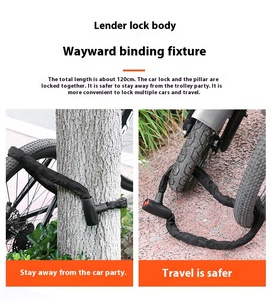 Antivol de chaîne robuste pour moto et vélo, en acier renforcé, avec 2 clés - Product Image 6