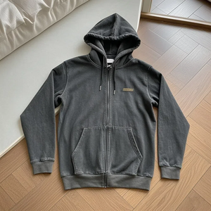 Luckpanther Wholesale Vintage Style Zip up Streetwear <strong>Black</strong> Sweatshirts Sun Fade Distressed <strong>Hoodie</strong> for Men - Product Image 6