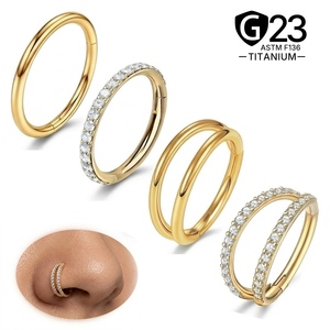 JiaXin Anello Clicker a Cerniera in Titanio ASTM F136 G23 per Septum, Naso, <span class=keywords><strong>Trago</strong></span>, Cartilagine, Helix, Daith, Rook, Conch - Product Image 1
