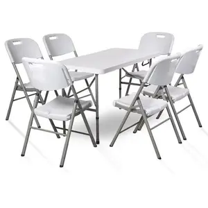 6FT white Outdoor Rectangular Plastic Folding Table