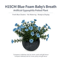 Bunga Gypsophila Biru Buatan 15cm dari Busa PU, Tanaman Palsu dalam Pot, Dekorasi Meja untuk Pernikahan, Rumah, Kantor, Pesta, Realistis