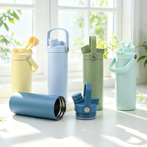 Custom Logo Stainless Steel Sports <b>Bottle</b> Wholesale 18oz Vacuum Insulated Water <b>Bottle</b> with 2-in-1 Dust-proof <b>Straw</b> & Chug Lid - Product Image 1
