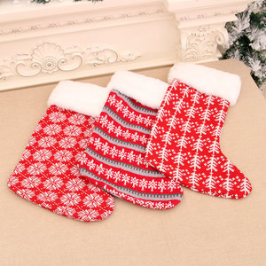 Nouvelles chaussettes de Noël 2021, chaussettes en laine tricotées, grande taille, rayures rouges et blanches, sac cadeau pour enfants - Product Image 4
