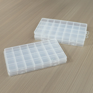 Transparent Plastic Storage Box 28 Grids Rectangle Covered For Nail Art Supplies Desktop Organizing Case - Product Image 2