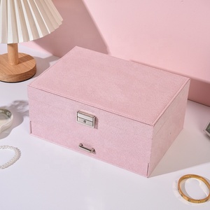 Organizzatore Multistrato per Gioielli da Donna, Porta Anelli e Collane in Velluto, Scatola Portaoggetti di <span class=keywords><strong>Grande</strong></span> Capacità con Serratura - Product Image 5