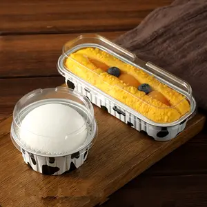 Custom Aluminiumfolie Bakvorm Pakket Pudding Handgemaakte Dessertverpakking Vierkante Ijs Cake Doos Bekers