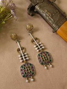 Pendientes de Cachemira de alta calidad con pendientes de cadena de oreja desmontables para mujer hechos a mano acabado antiguo joyería antideclaración - Product Image 5