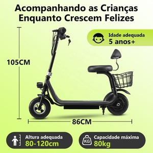 Trottinette Électrique Enfant Jl005 (Entrepôt Brésil) 350W 18KM/H Autonomie 10KM Charge 80KG Modèle Jeunesse avec Siège Pneus Pleins 8 Pouces - Product Image 6
