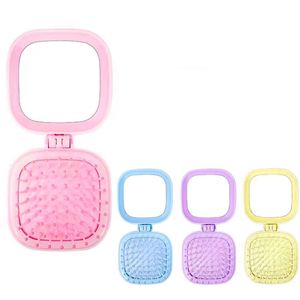 Peine Circular de Viaje de Color Sólido con Logotipo Personalizado, Mini Peine Plegable con Espejo, Cepillo para el Cabello - Product Image 2