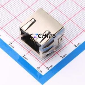 HC-WK88-H16-DKT Ethernet Connector (RJ45 RJ11) Bent Lead Through Hole Connector RJ45 Jack Right Angle Insert 1 With LED - Product Image 1