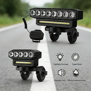Lampes de <span class=keywords><strong>vélo</strong></span> durables, rechargeables par USB, pour la conduite nocturne en VTT, éclairage puissant avec klaxon, <span class=keywords><strong>équipement</strong></span> de cyclisme - Product Image 2