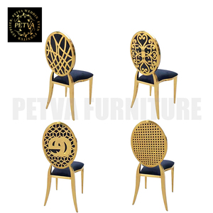 Vente en gros transparent or chavay acier inoxydable or <span class=keywords><strong>chaise</strong></span> salle à manger ensembles <span class=keywords><strong>6</strong></span> chaises table meubles luxe - Product Image 4