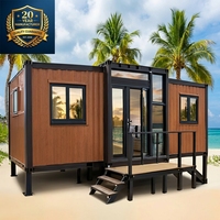 Structure en acier, maison conteneur extensible de 20 pieds ou 40 pieds, villa préfabriquée de luxe pliable avec deux chambres, installation rapide et moderne